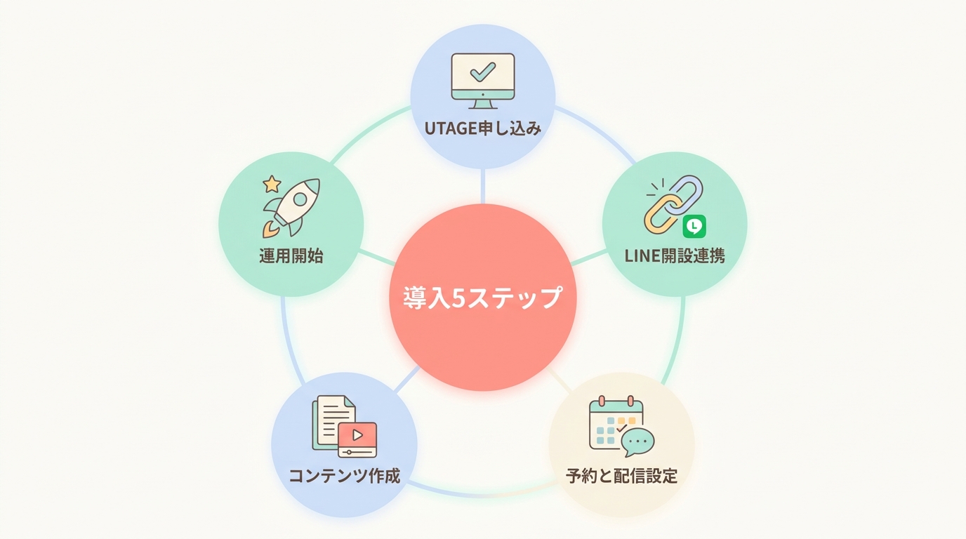 実装のステップ｜ヨガ教室がUTAGE×LINE連携を始める5手順