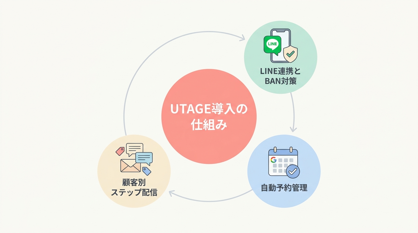 整体院がUTAGEを導入する手順（5ステップ）