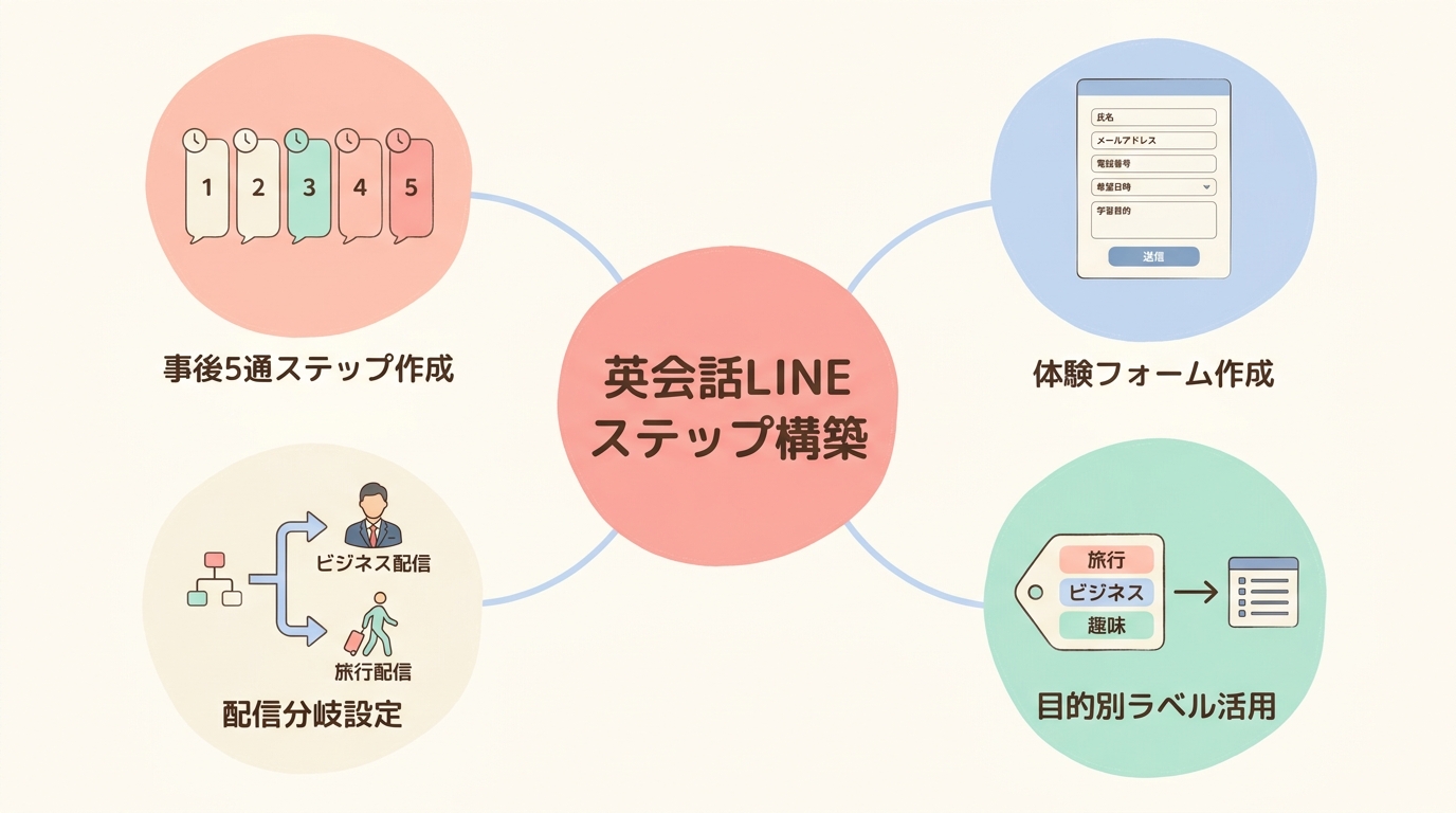 UTAGEで英会話スクールのLINEステップ配信を作る5ステップ