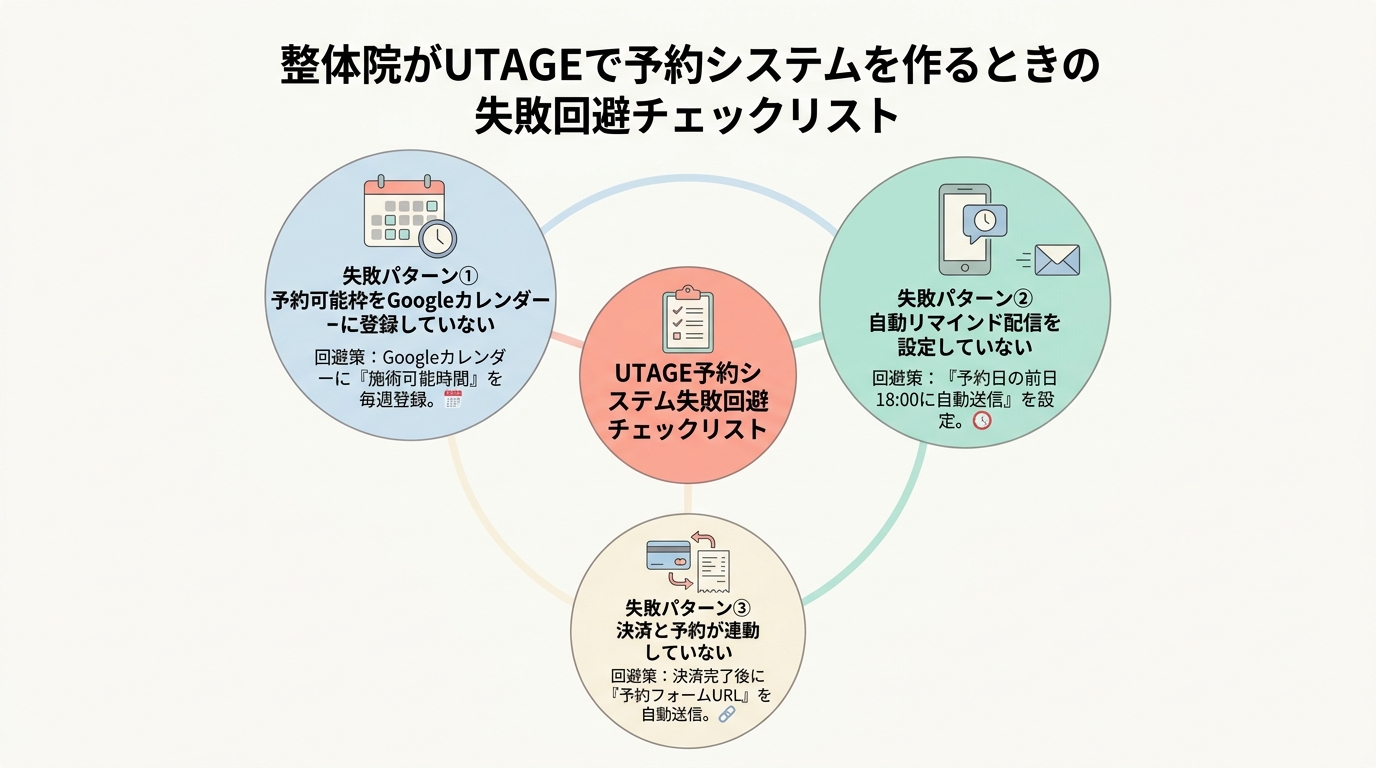整体院がUTAGEで予約システムを作るときの失敗回避チェックリスト