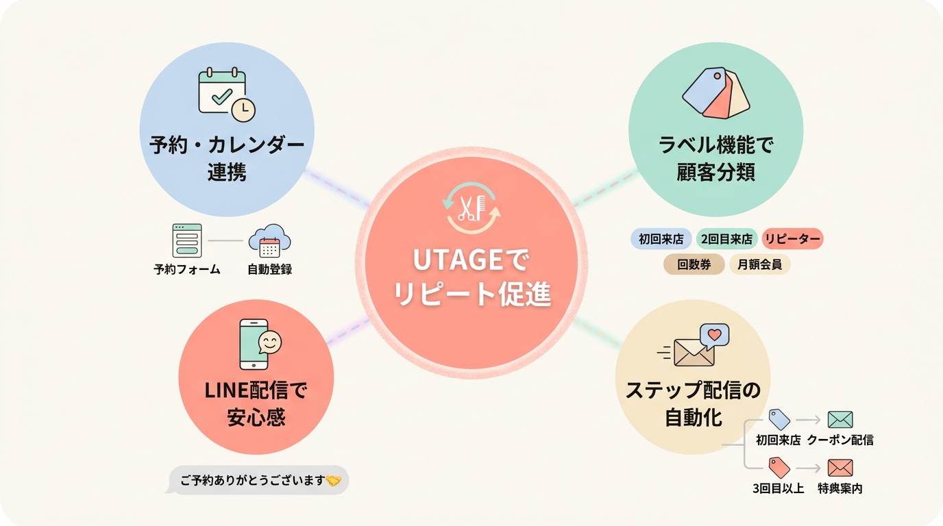 UTAGE活用で美容サロンのリピート促進を実現する5ステップ