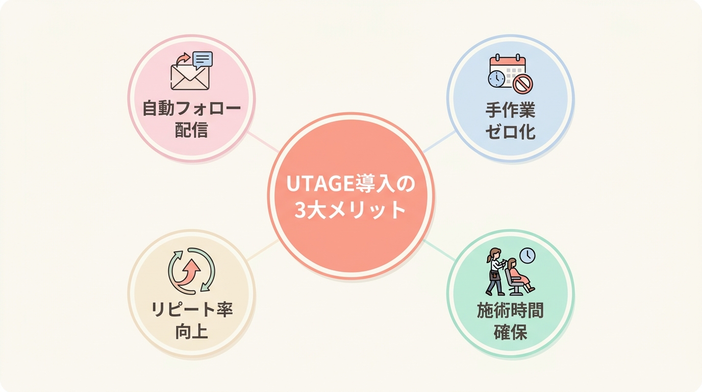 美容サロンがUTAGEでリピート促進を仕組み化するメリット3つ
