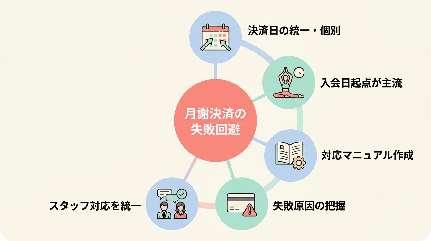 ヨガ月謝の決済自動化で失敗しないための3つのポイント
