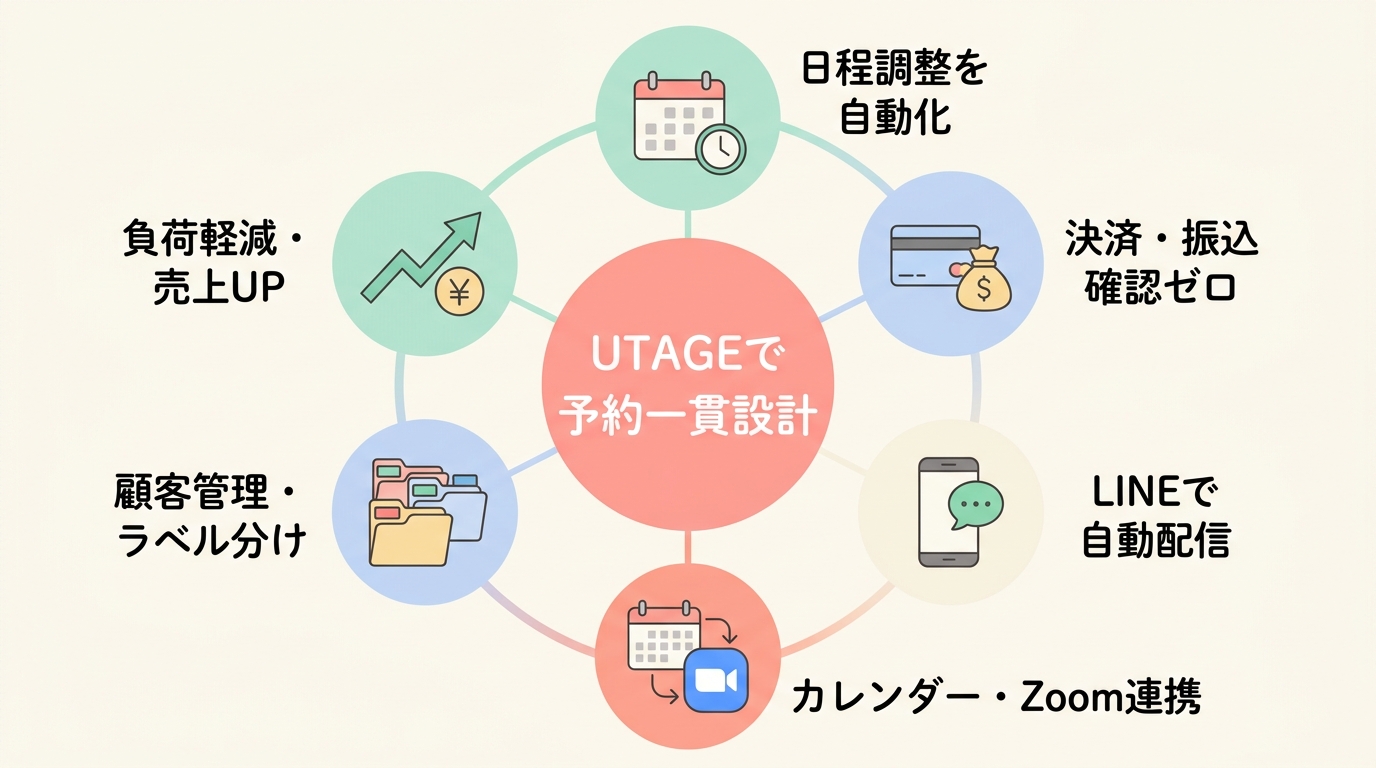 まとめ: コーチング予約システムはUTAGEで一貫設計すると運営が楽になる