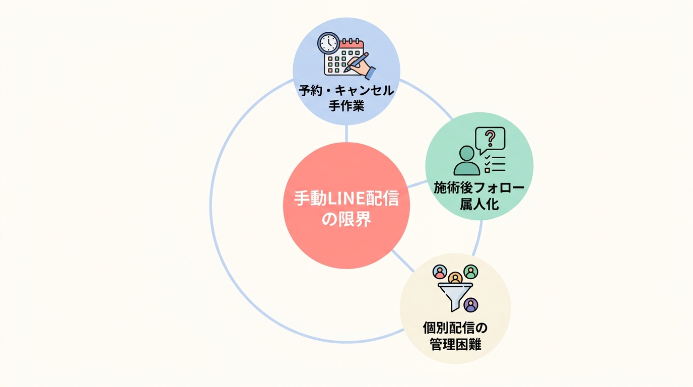 整体院のLINE配信が「手作業では回らない」3つの理由